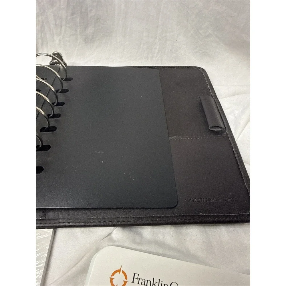 Franklin Covey BLACK  7 large Ring Binder Planner Faux Leather Inserts Guide Tab